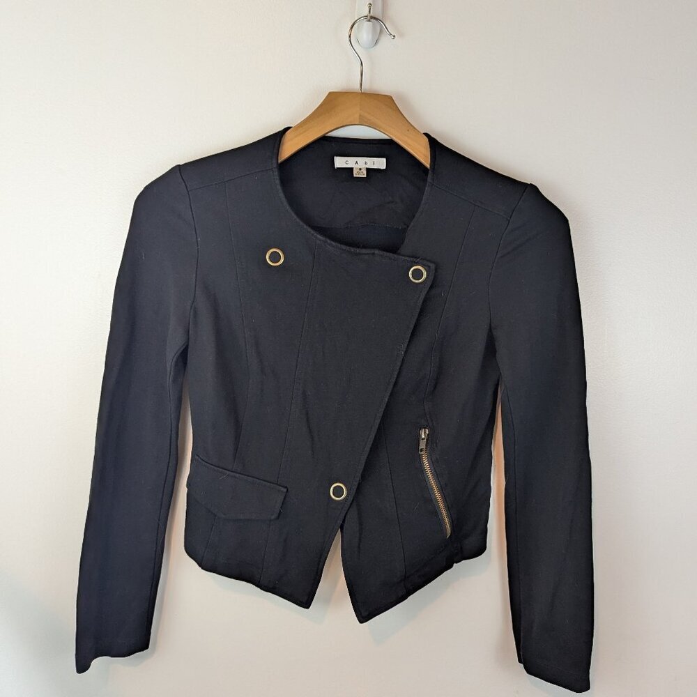cAbi Ponte Knit Moto Jacket, Sz 6